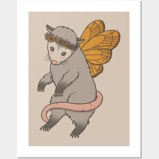 Cute Butterfly Possum Wall Art by Tamara Lance